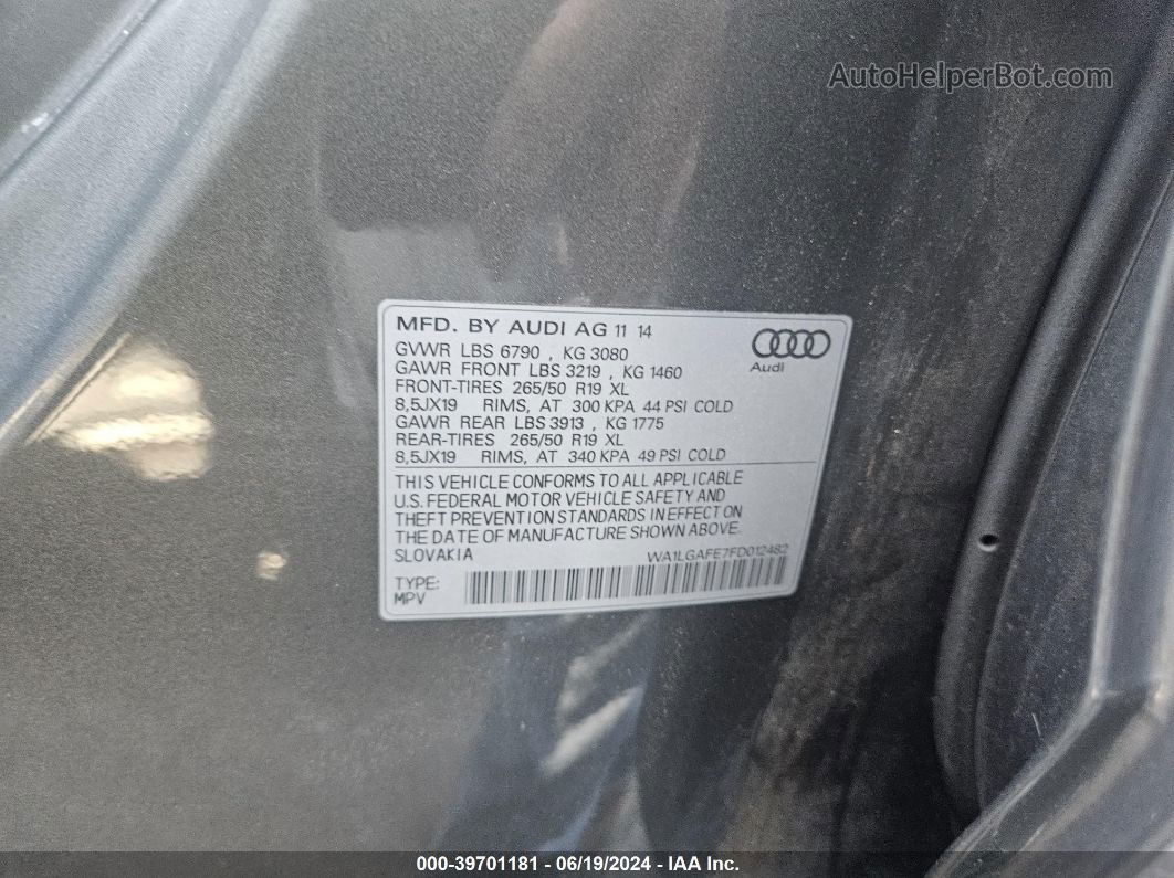 2015 Audi Q7   vin: WA1LGAFE7FD012482