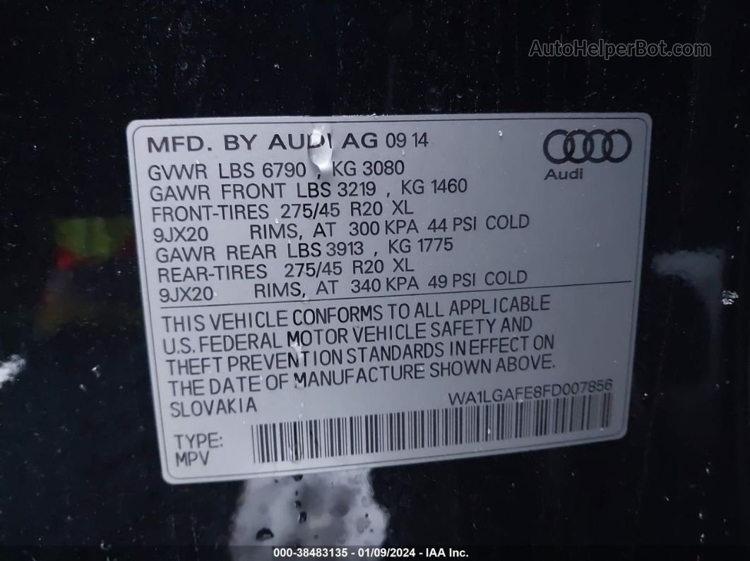 2015 Audi Q7 3.0t Premium Черный vin: WA1LGAFE8FD007856