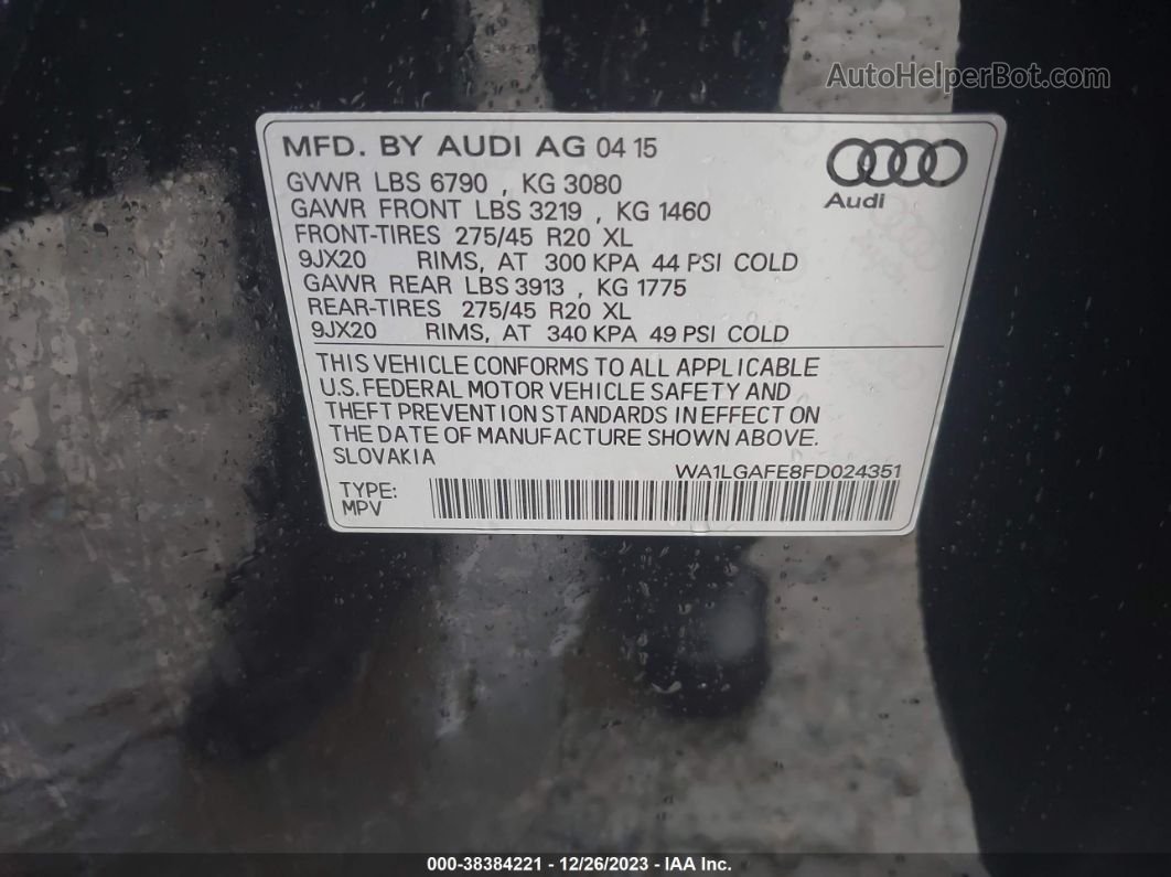 2015 Audi Q7 3.0t Premium Черный vin: WA1LGAFE8FD024351