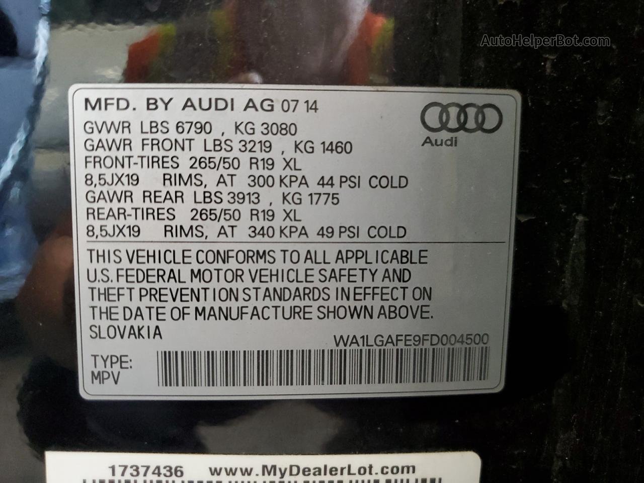 2015 Audi Q7 Premium Plus Черный vin: WA1LGAFE9FD004500
