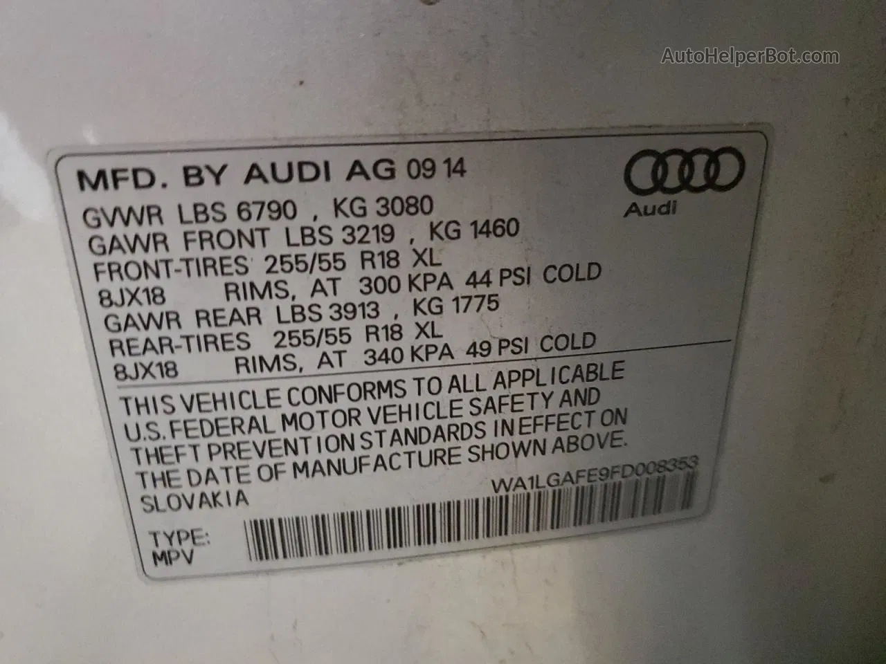 2015 Audi Q7 Premium Plus Silver vin: WA1LGAFE9FD008353