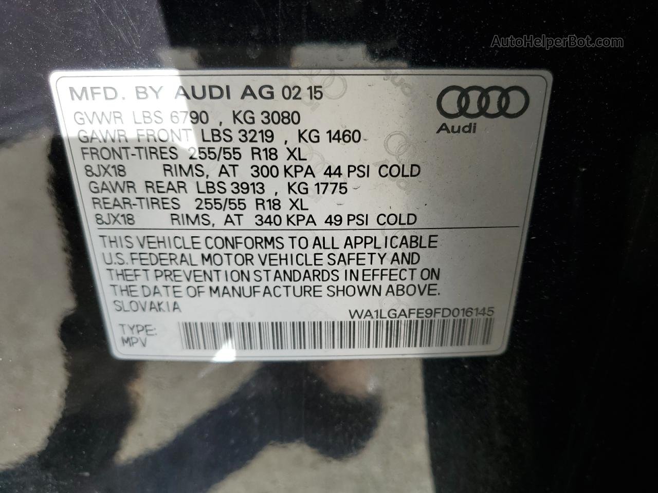 2015 Audi Q7 Premium Plus Black vin: WA1LGAFE9FD016145