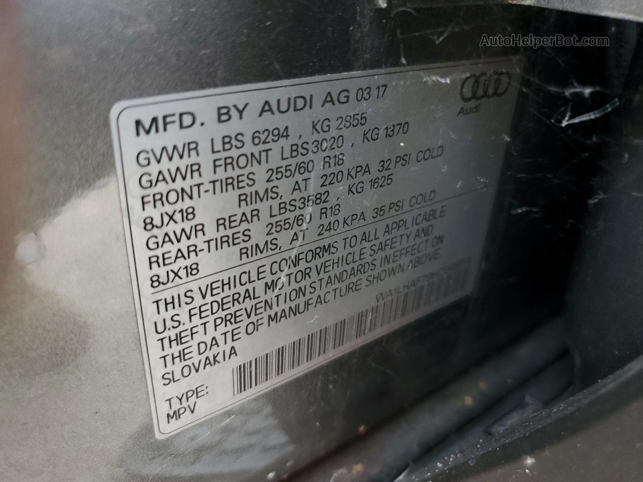 2017 Audi Q7 Premium Plus Silver vin: WA1LHAF79HD048174