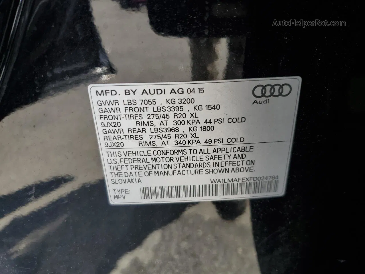 2015 Audi Q7 Tdi Premium Plus Черный vin: WA1LMAFEXFD024764