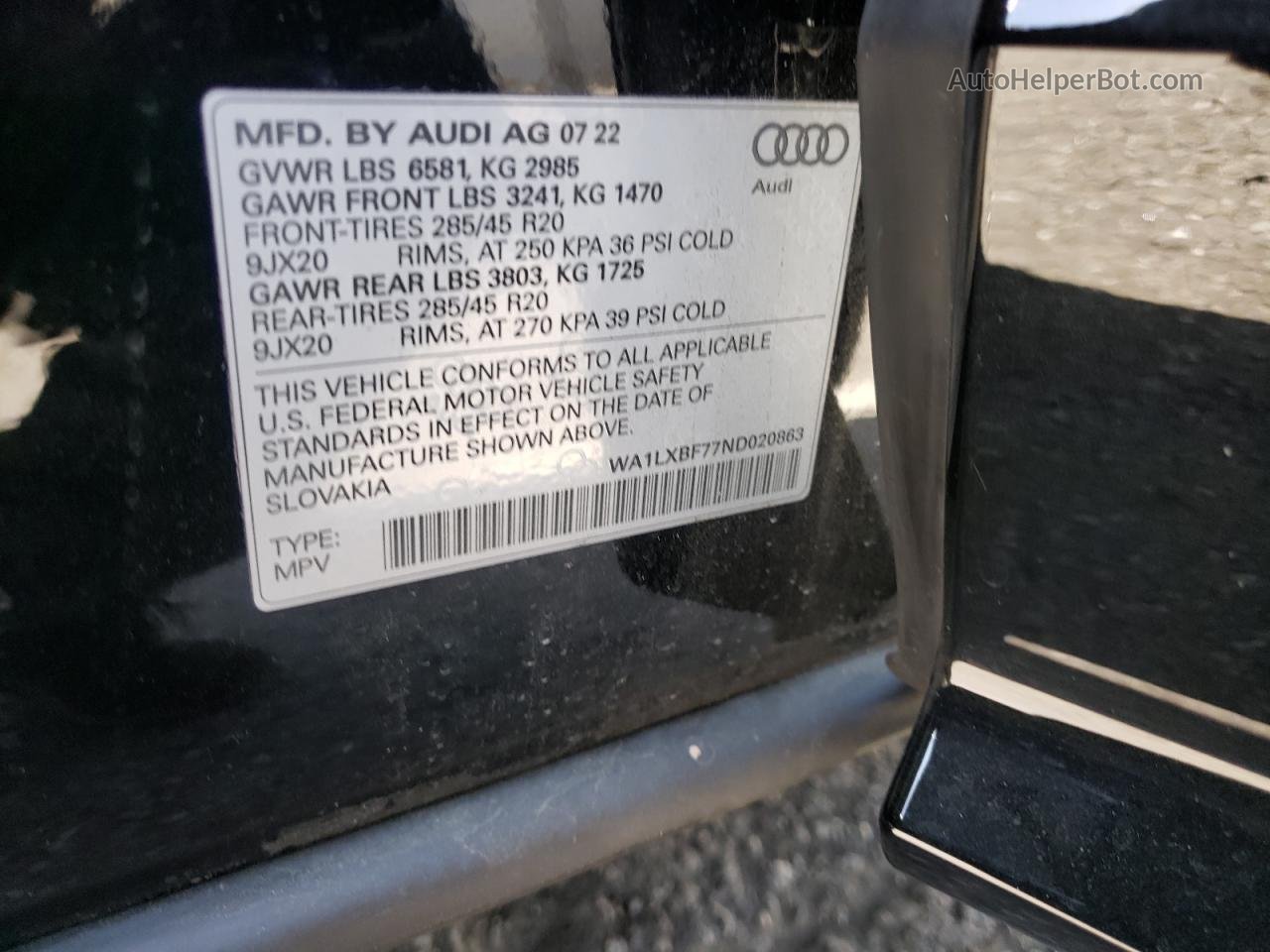 2022 Audi Q7 Premium Plus Black vin: WA1LXBF77ND020863