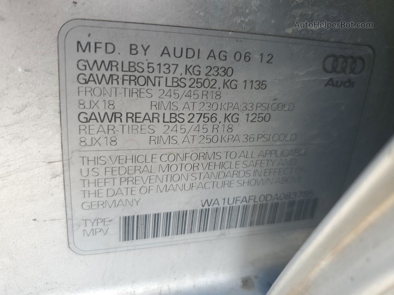 2013 Audi A4 Allroad Premium Plus Серебряный vin: WA1UFAFL0DA083785