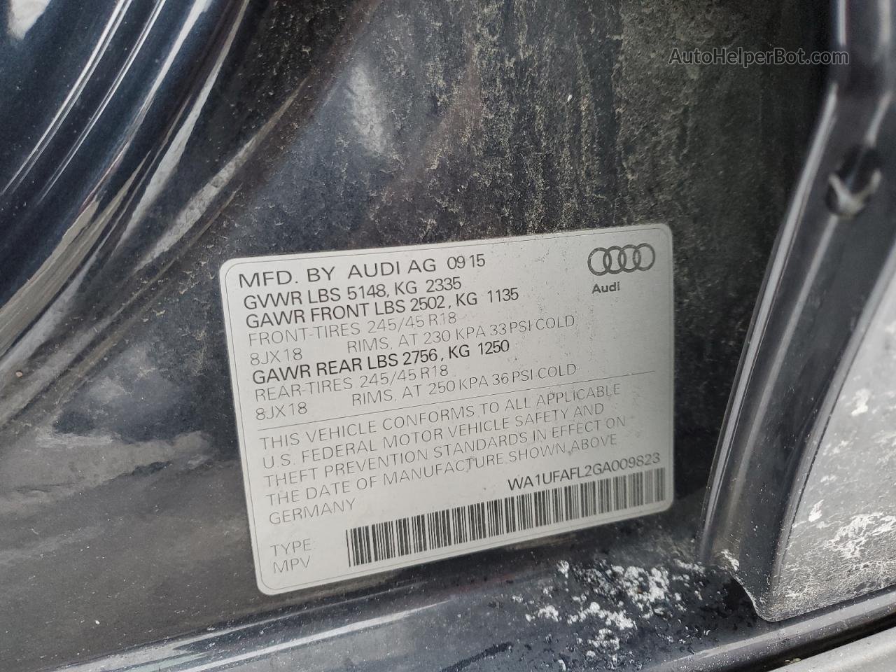 2016 Audi A4 Allroad Premium Plus Синий vin: WA1UFAFL2GA009823