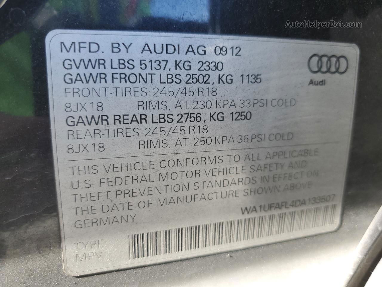 2013 Audi A4 Allroad Premium Plus Black vin: WA1UFAFL4DA133507