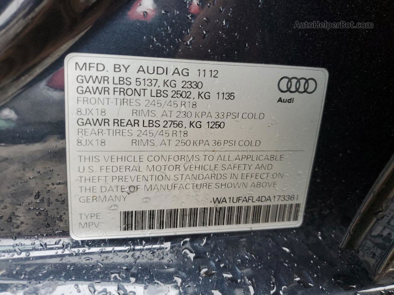 2013 Audi A4 Allroad Premium Plus Black vin: WA1UFAFL4DA173361