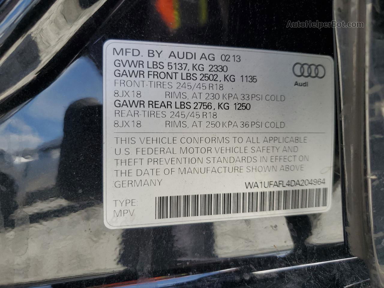 2013 Audi A4 Allroad Premium Plus Black vin: WA1UFAFL4DA204964