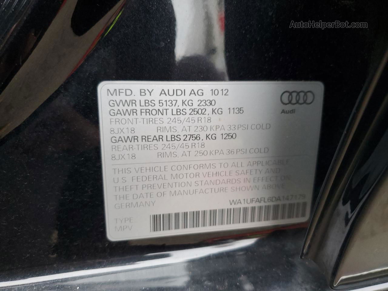 2013 Audi A4 Allroad Premium Plus Black vin: WA1UFAFL6DA147179