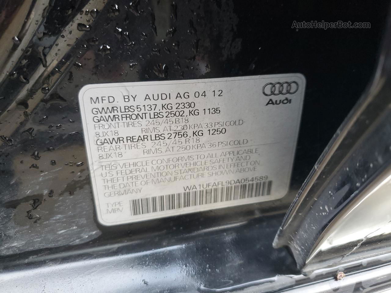 2013 Audi A4 Allroad Premium Plus Black vin: WA1UFAFL9DA054589