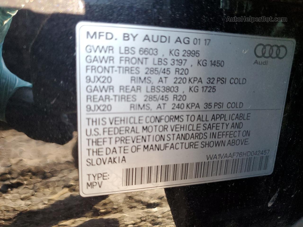 2017 Audi Q7 Prestige Black vin: WA1VAAF76HD042457