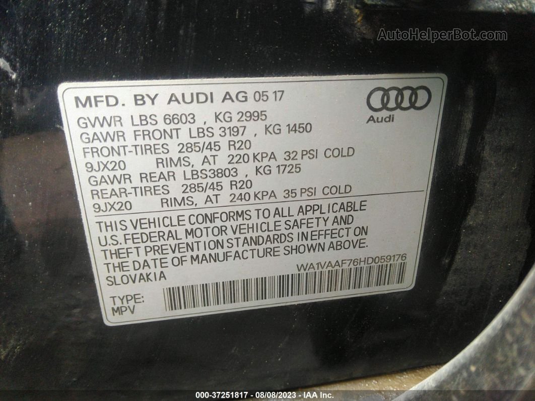 2017 Audi Q7 Prestige Black vin: WA1VAAF76HD059176