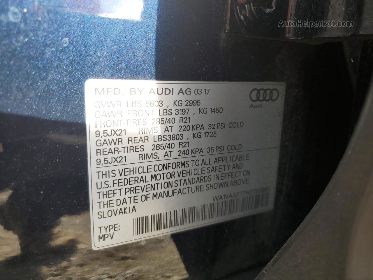 2017 Audi Q7 Prestige Blue vin: WA1VAAF77HD050681