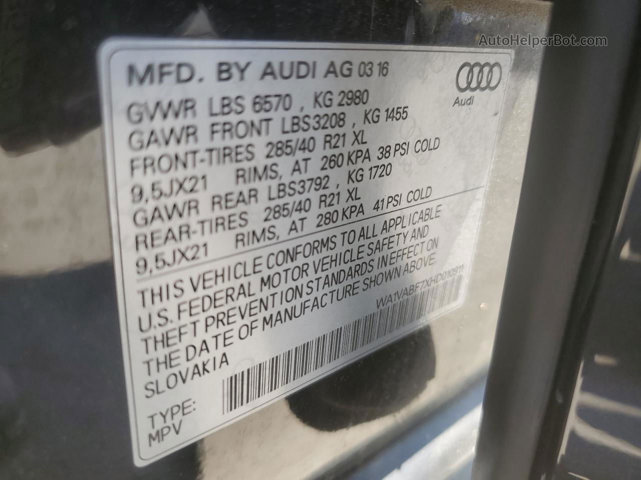 2017 Audi Q7 Prestige Черный vin: WA1VABF7XHD010911