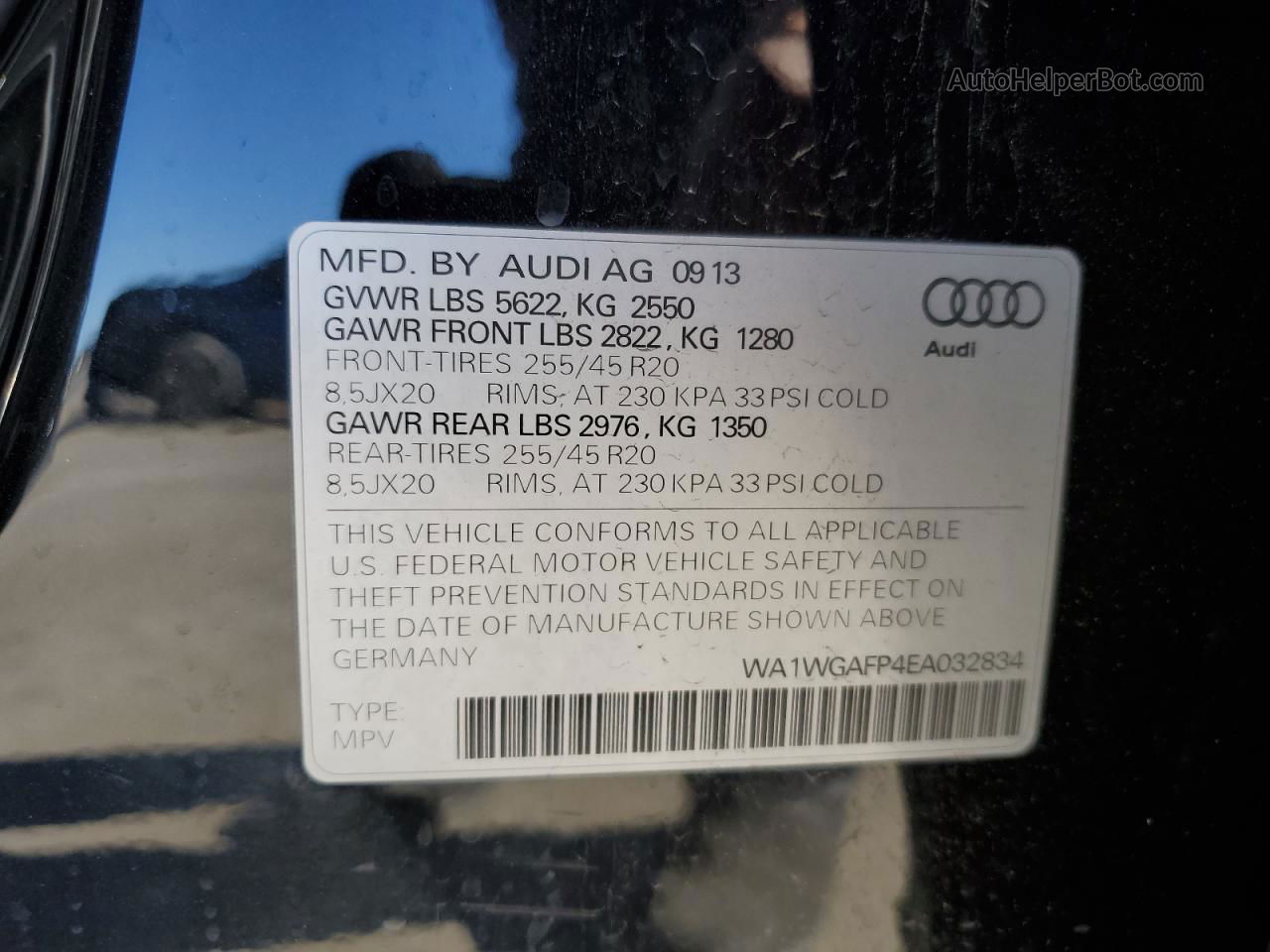 2014 Audi Q5 Prestige Black vin: WA1WGAFP4EA032834