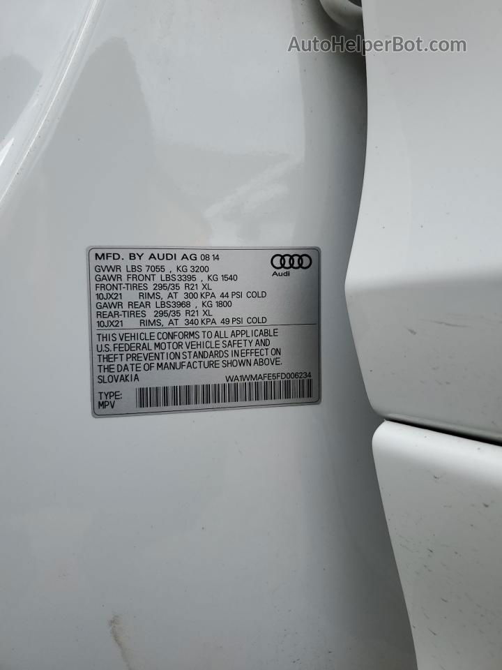 2015 Audi Q7 Tdi Prestige White vin: WA1WMAFE5FD006234