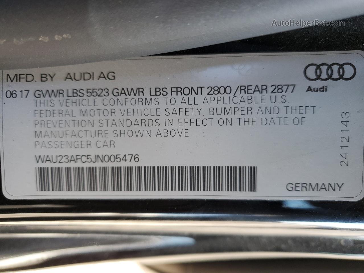 2018 Audi A7 Prestige Black vin: WAU23AFC5JN005476