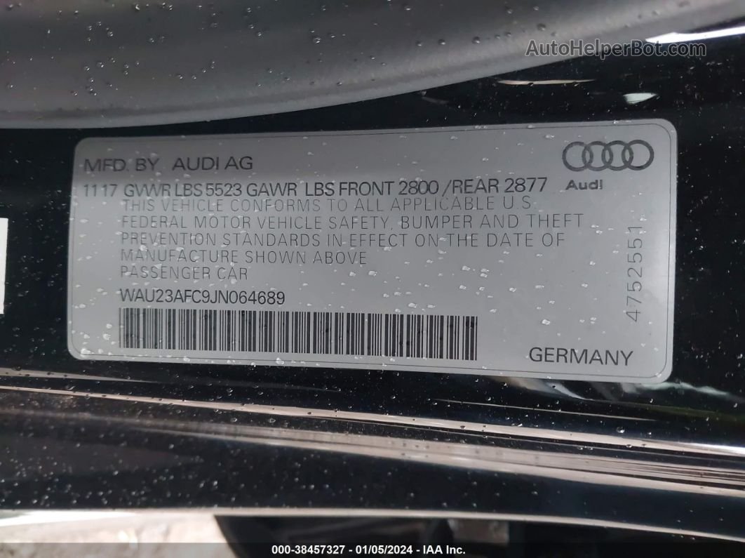 2018 Audi A7 3.0t Premium Plus Черный vin: WAU23AFC9JN064689