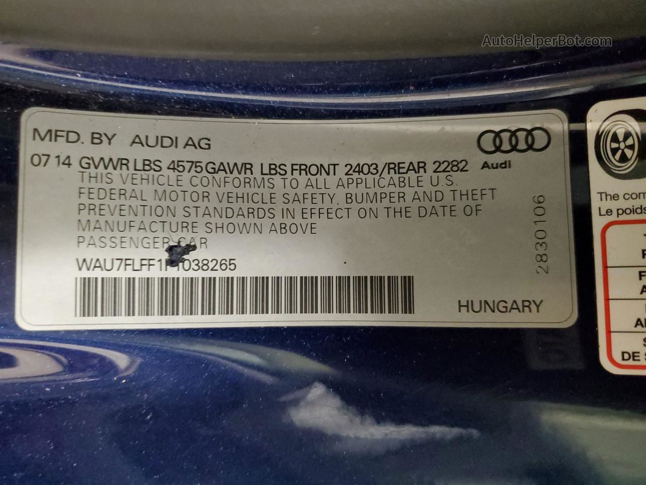 2015 Audi A3 Premium Blue vin: WAU7FLFF1F1038265