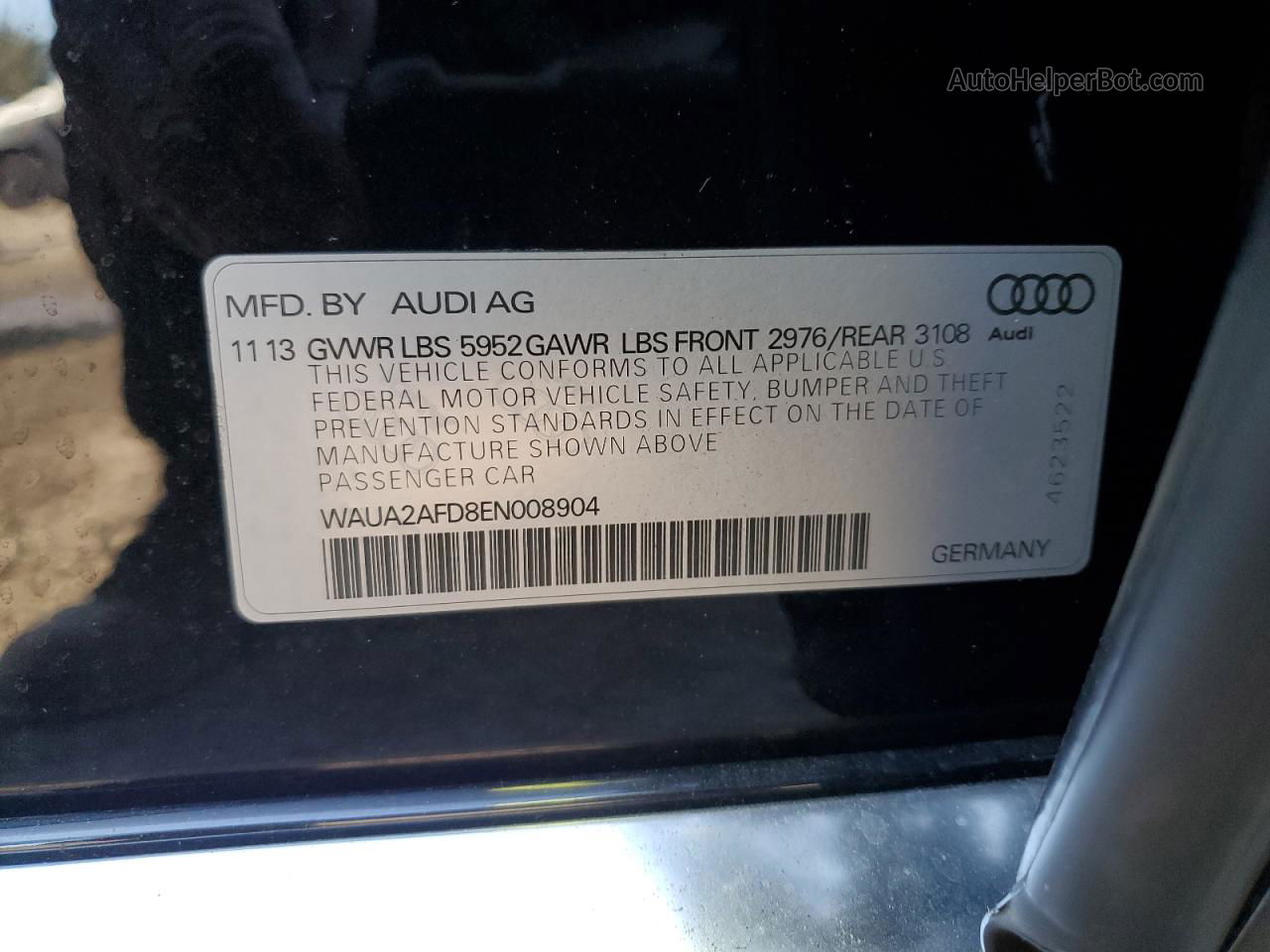 2014 Audi A8 Quattro Черный vin: WAUA2AFD8EN008904