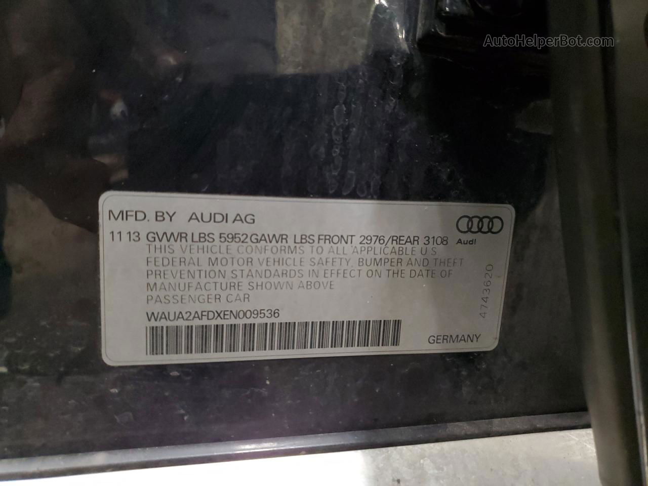 2014 Audi A8 Quattro Black vin: WAUA2AFDXEN009536