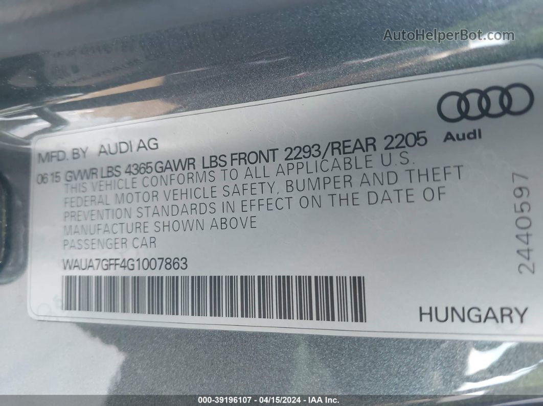 2016 Audi A3 1.8t Premium Gray vin: WAUA7GFF4G1007863