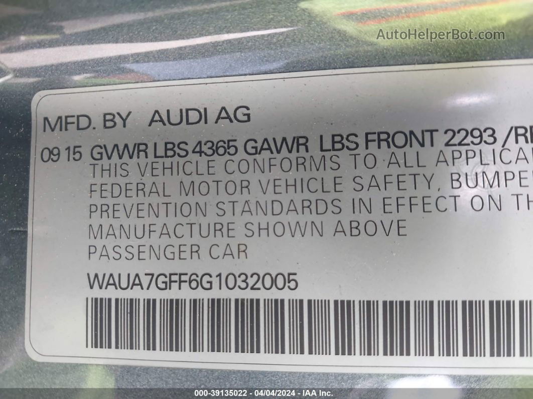 2016 Audi A3 1.8t Premium Gray vin: WAUA7GFF6G1032005