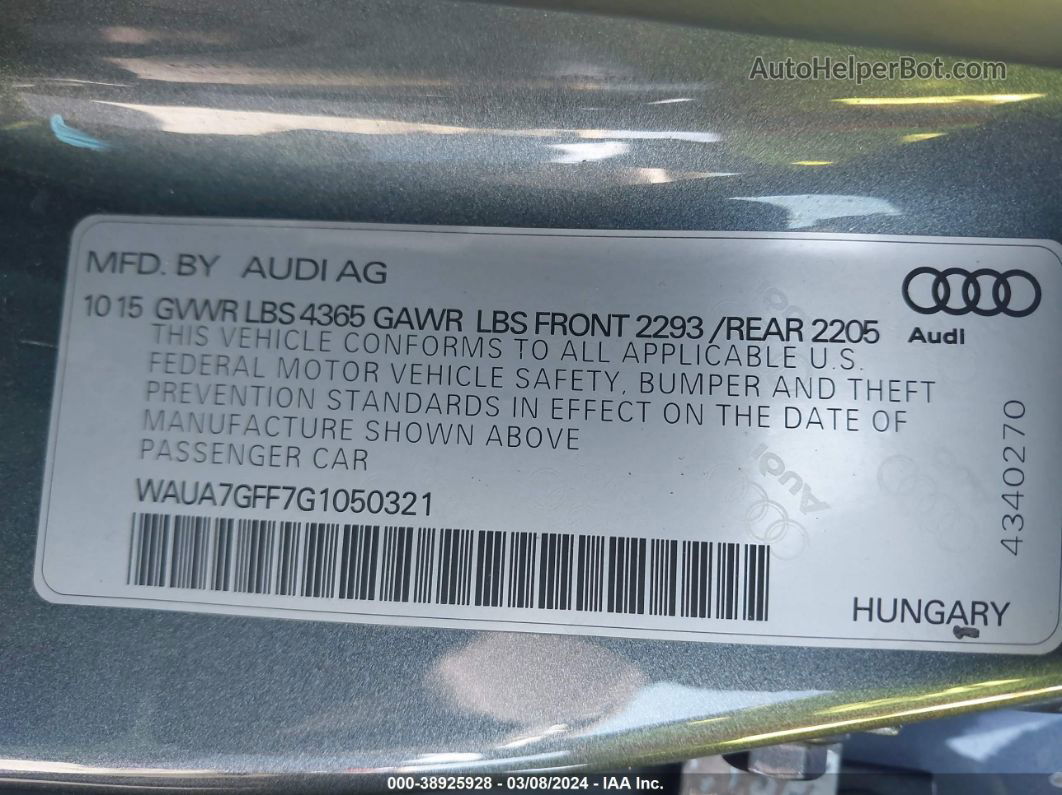 2016 Audi A3 1.8t Premium Gray vin: WAUA7GFF7G1050321
