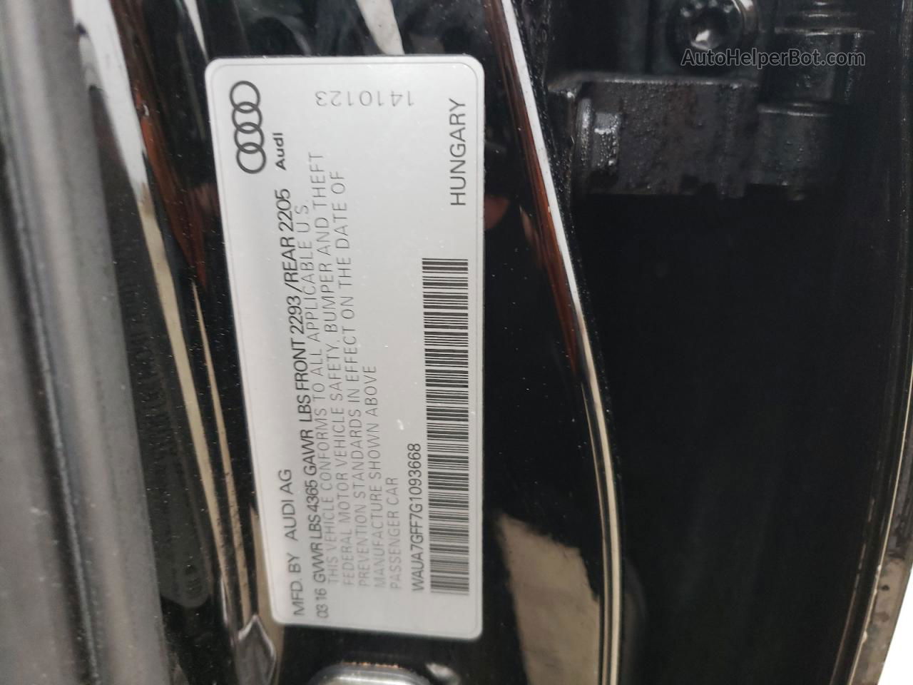 2016 Audi A3 Premium Black vin: WAUA7GFF7G1093668