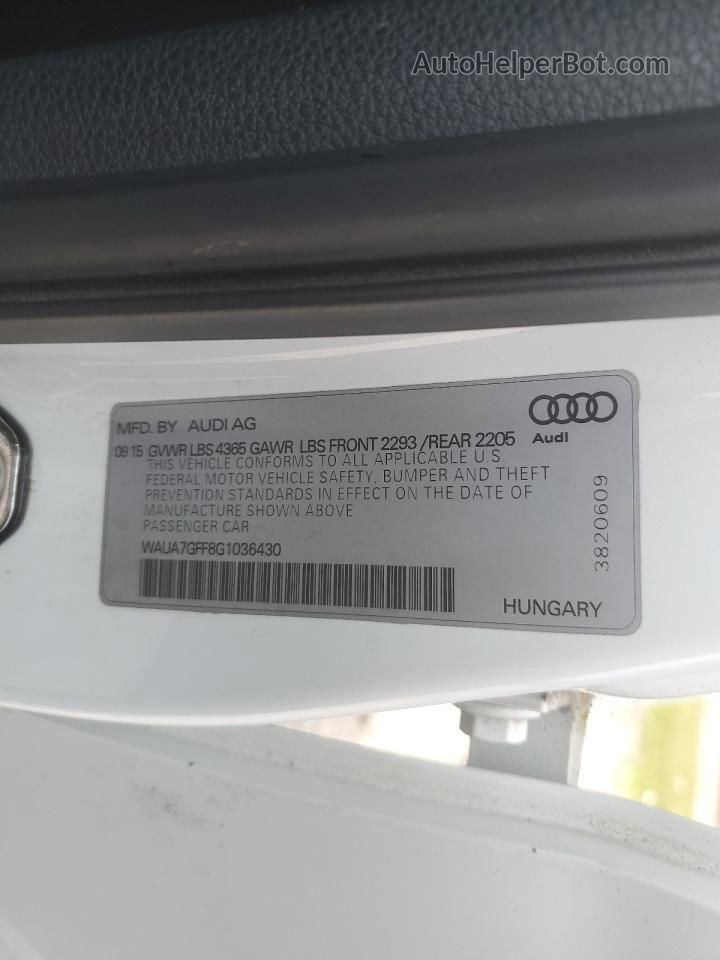 2016 Audi A3 Premium Белый vin: WAUA7GFF8G1036430