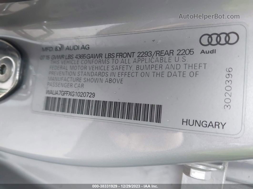 2016 Audi A3 1.8t Premium Серебряный vin: WAUA7GFFXG1020729