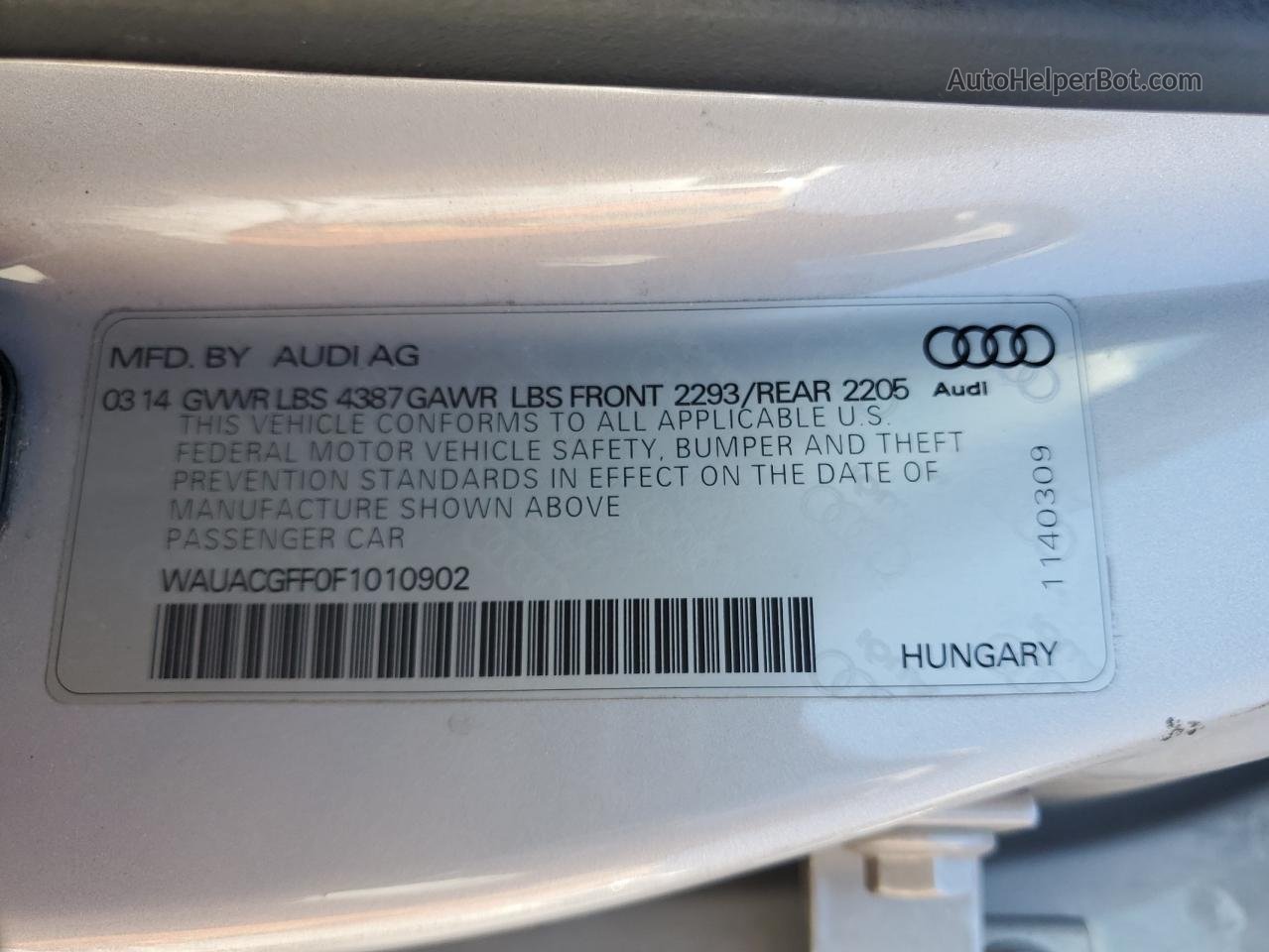2015 Audi A3 Premium Silver vin: WAUACGFF0F1010902