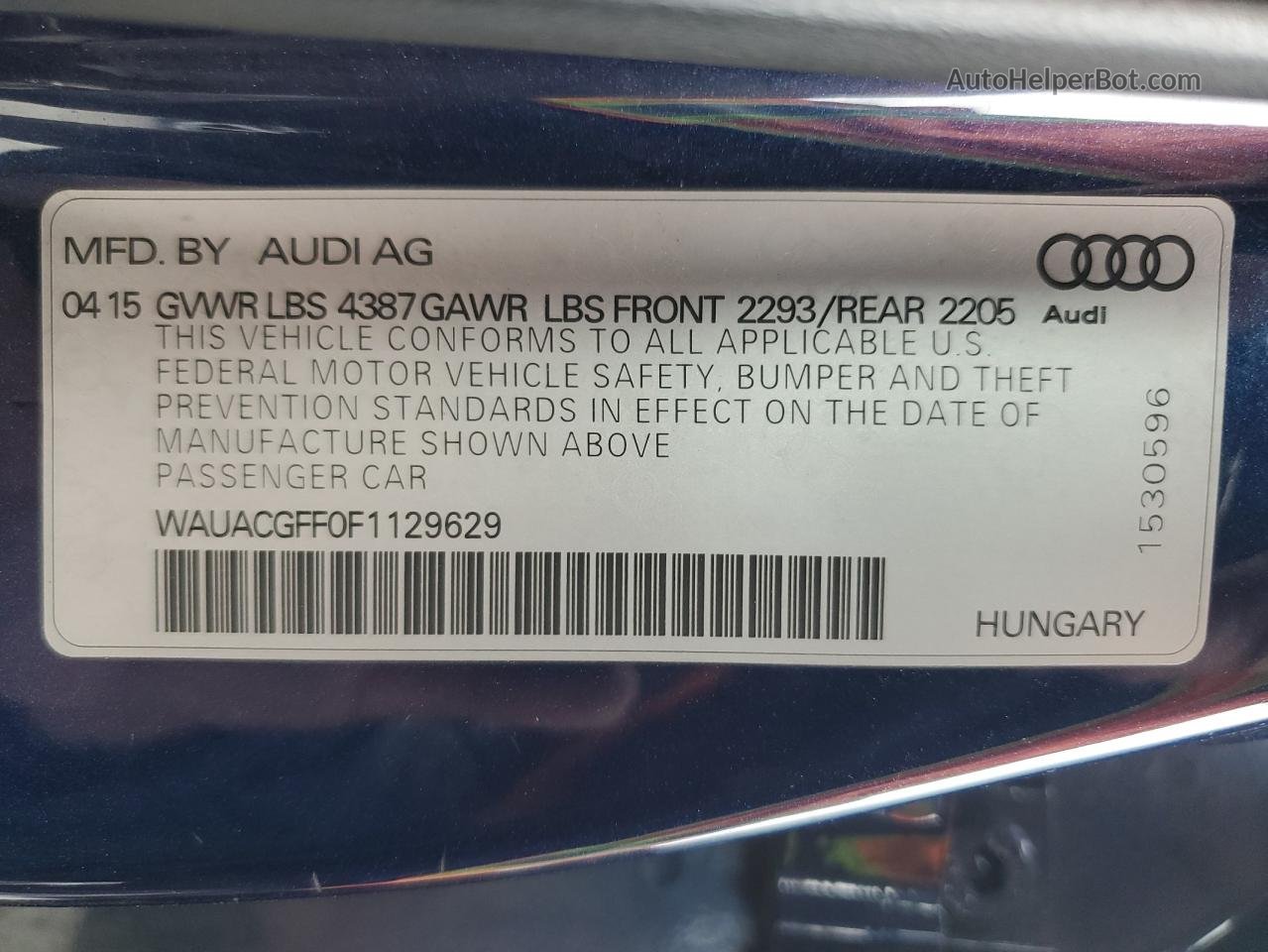 2015 Audi A3 Premium Blue vin: WAUACGFF0F1129629