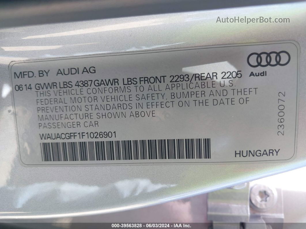 2015 Audi A3 1.8t Premium Серебряный vin: WAUACGFF1F1026901