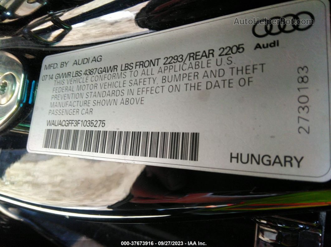 2015 Audi A3 1.8t Premium Черный vin: WAUACGFF3F1035275