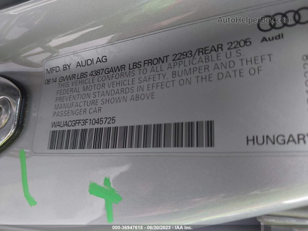 2015 Audi A3 1.8t Premium Silver vin: WAUACGFF3F1045725