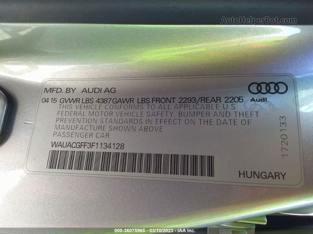 2015 Audi A3 1.8t Premium Silver vin: WAUACGFF3F1134128