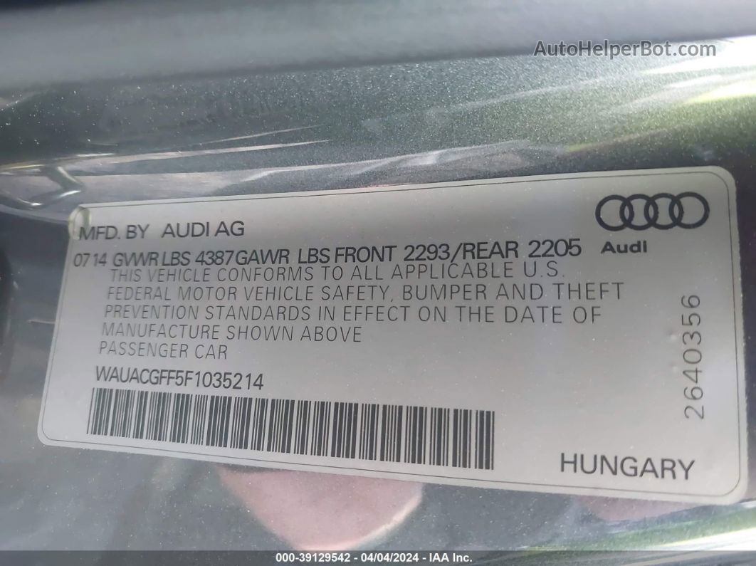 2015 Audi A3 1.8t Premium Серый vin: WAUACGFF5F1035214