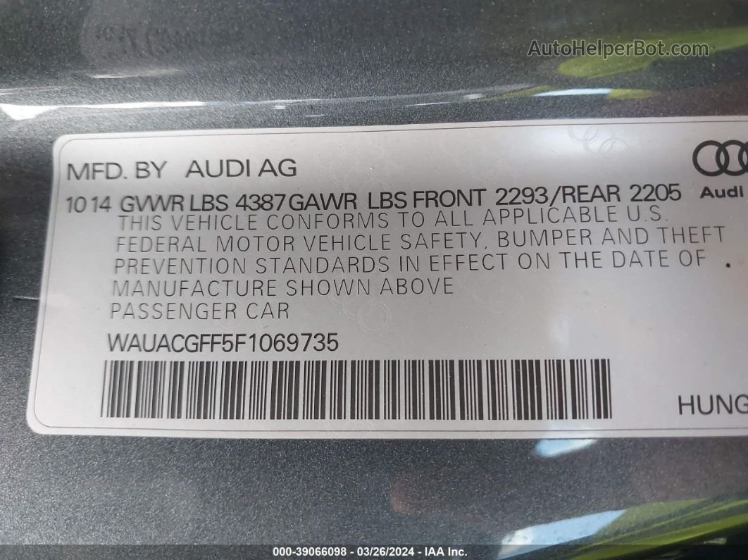 2015 Audi A3 1.8t Premium Серый vin: WAUACGFF5F1069735