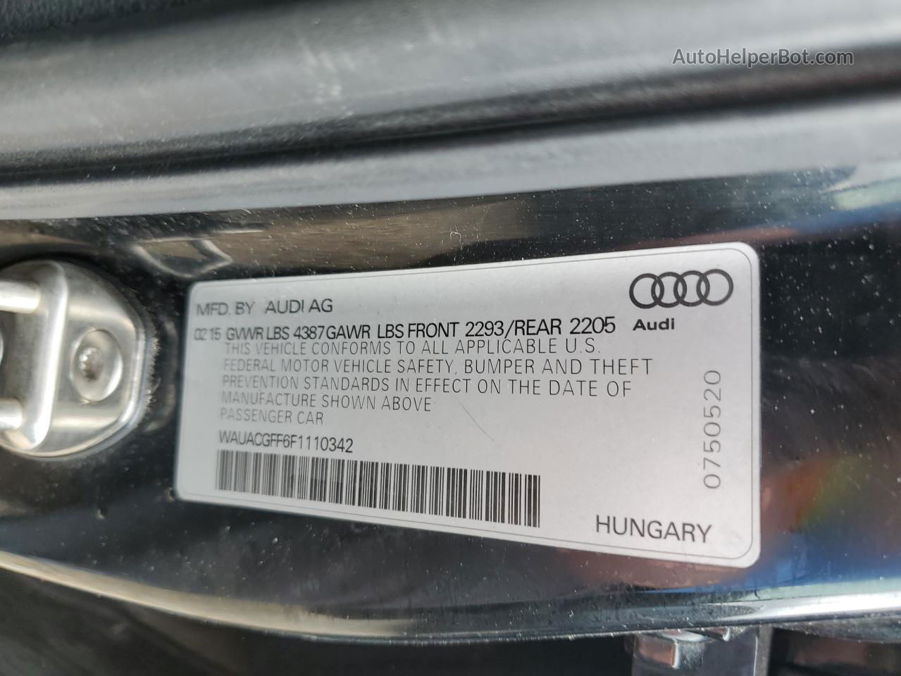 2015 Audi A3 Premium Черный vin: WAUACGFF6F1110342