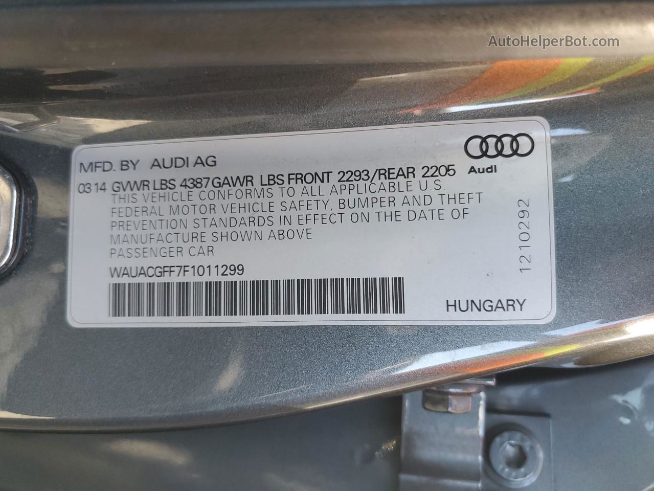 2015 Audi A3 Premium Серый vin: WAUACGFF7F1011299