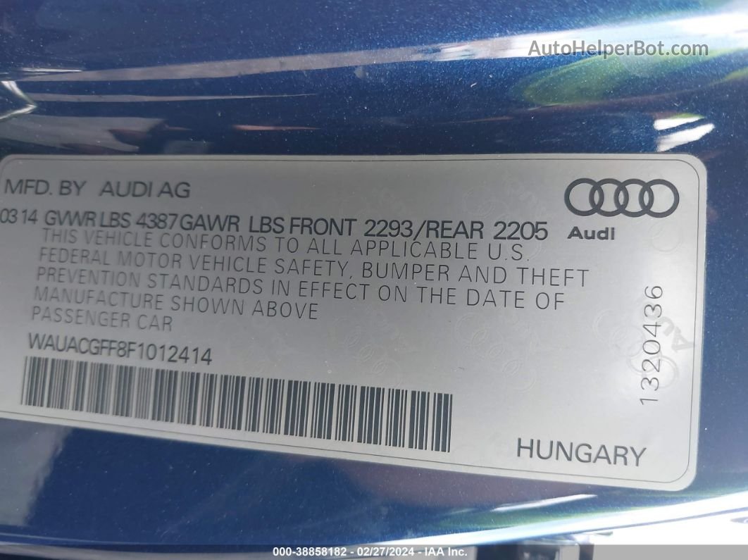 2015 Audi A3 1.8t Premium Синий vin: WAUACGFF8F1012414