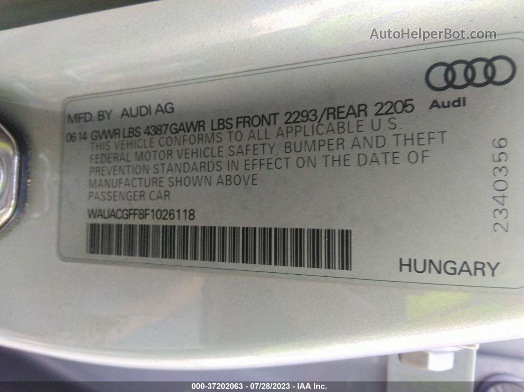 2015 Audi A3 1.8t Premium Silver vin: WAUACGFF8F1026118