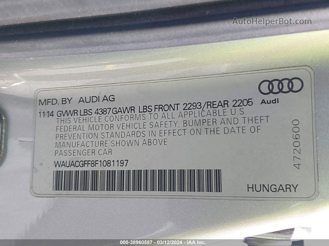 2015 Audi A3 1.8t Premium Silver vin: WAUACGFF8F1081197