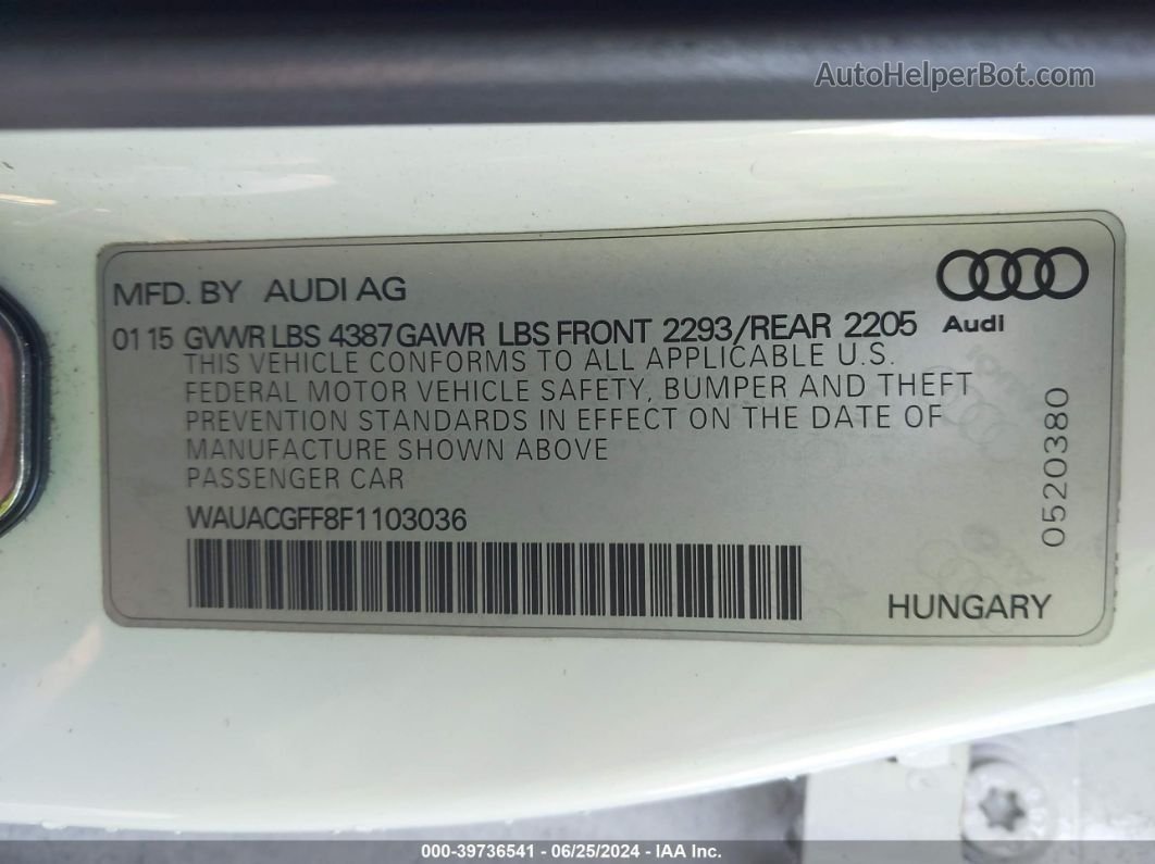 2015 Audi A3 1.8t Premium White vin: WAUACGFF8F1103036