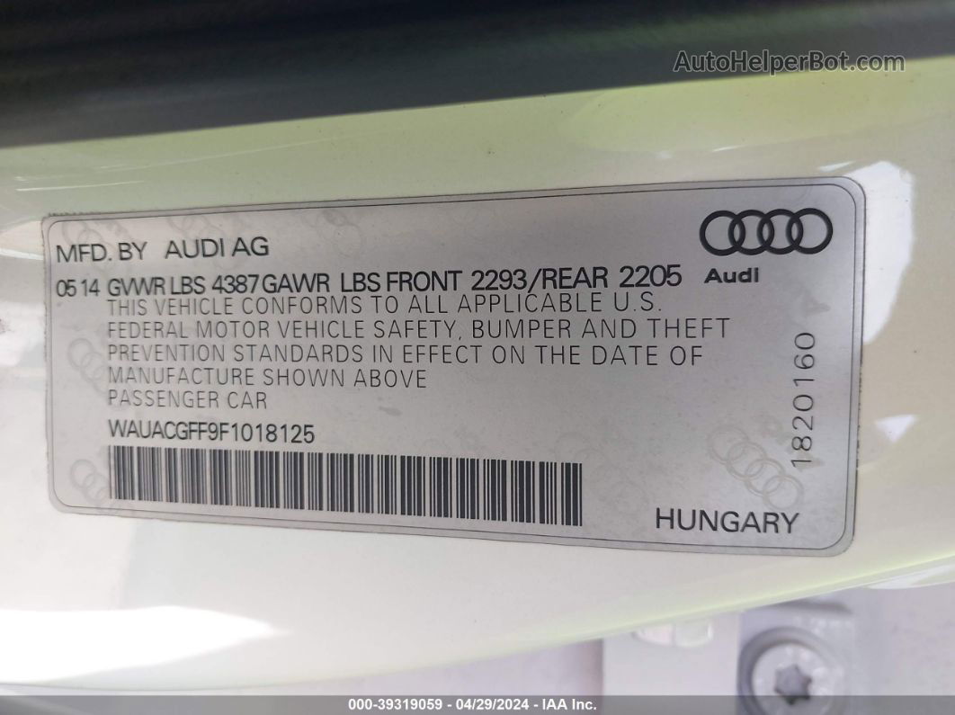 2015 Audi A3 1.8t Premium White vin: WAUACGFF9F1018125