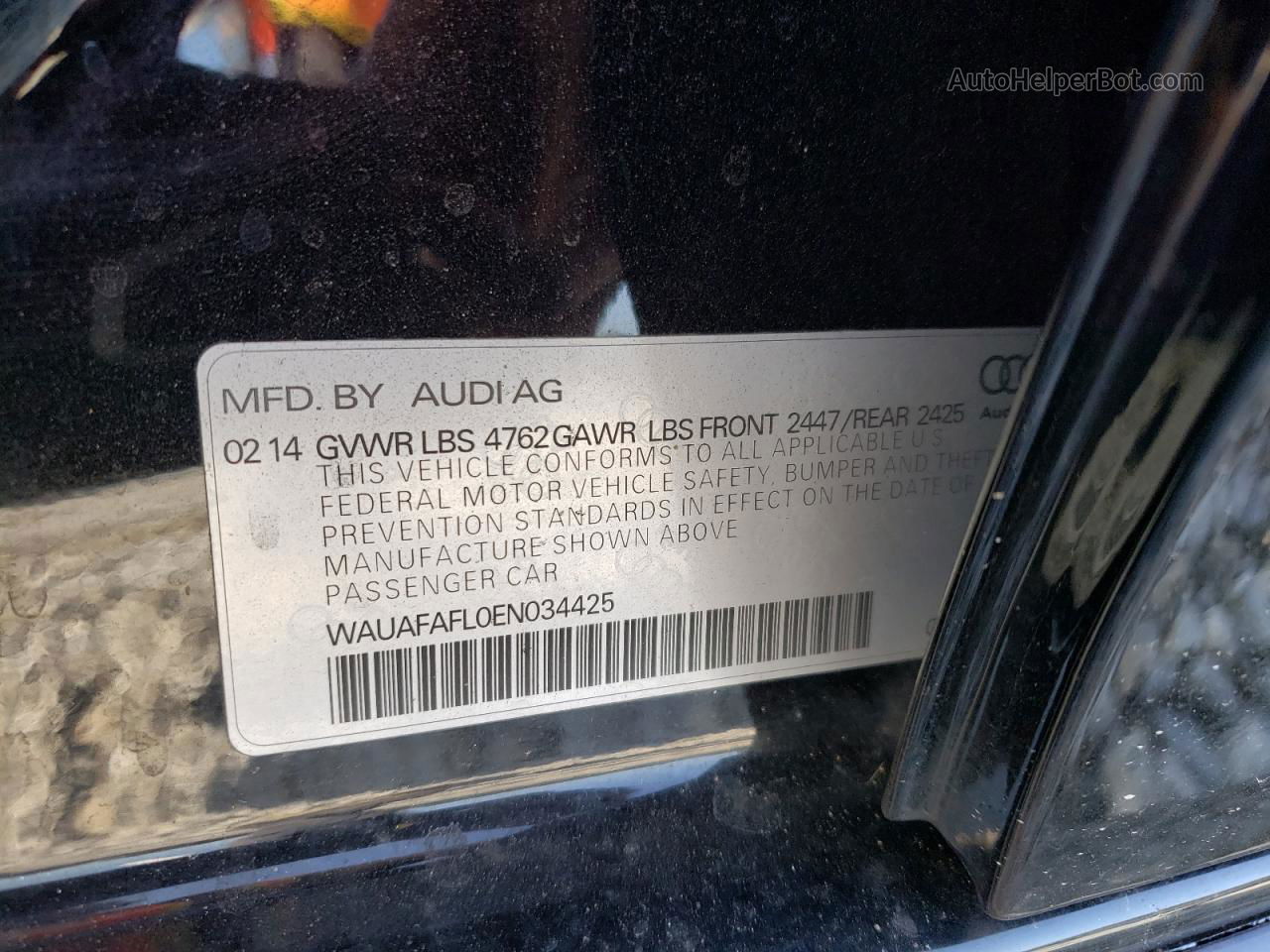 2014 Audi A4 Premium Charcoal vin: WAUAFAFL0EN034425