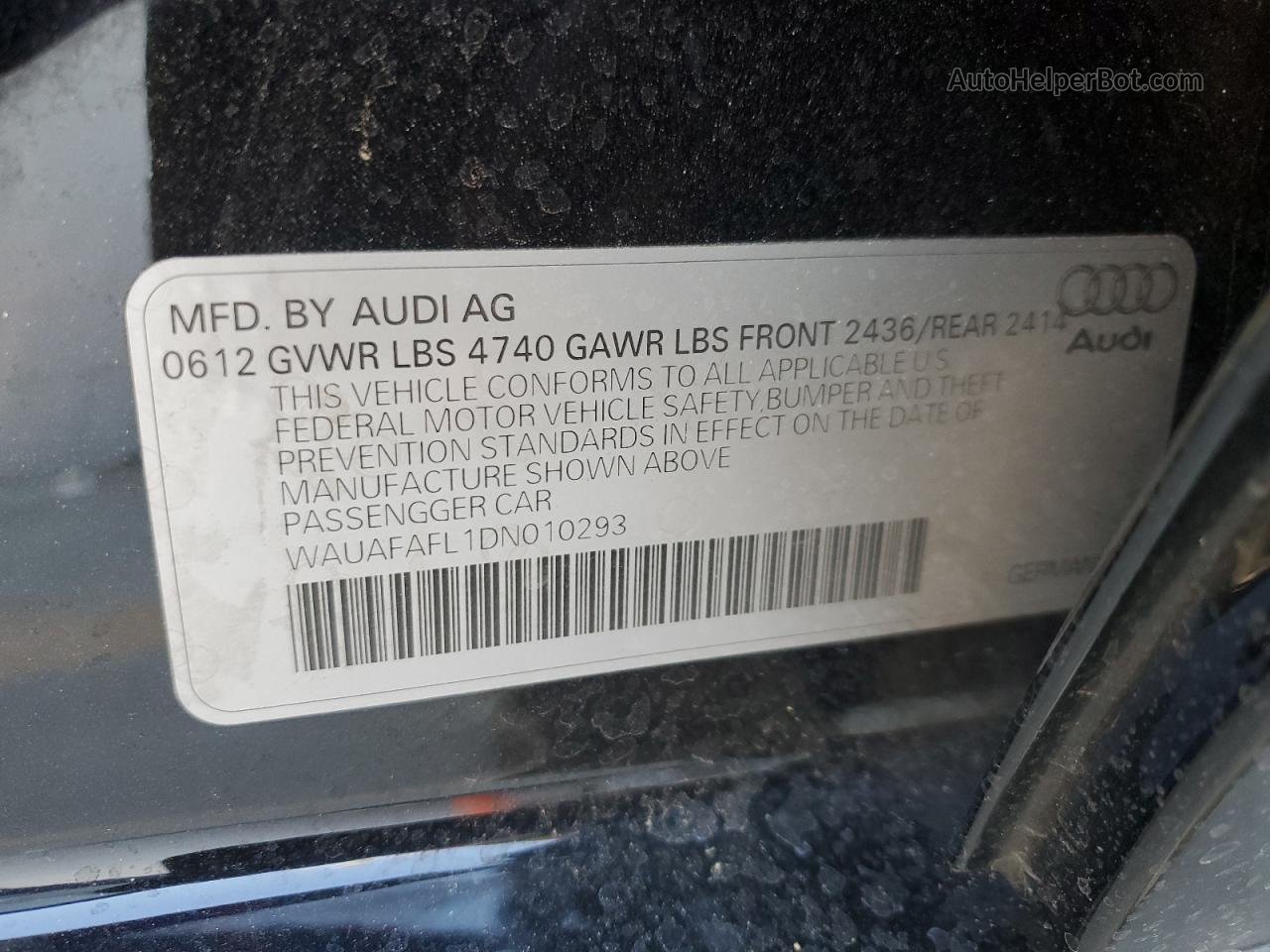 2013 Audi A4 Premium Черный vin: WAUAFAFL1DN010293